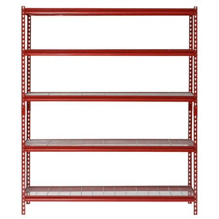 Muscle Rack 60"W x 24"D x 72"H 5-Tier Steel Shelving; 650 lb. Capacity per Shelf; Red