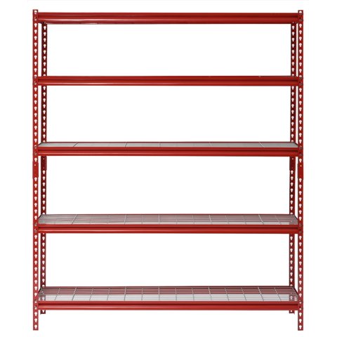Muscle Rack 60"W x 24"D x 72"H 5-Tier Steel Shelving; 650 lb. Capacity per Shelf; Red