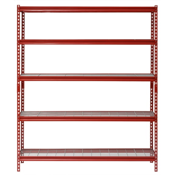 Muscle Rack 60"W x 24"D x 72"H 5-Tier Steel Shelving; 650 lb. Capacity per Shelf; Red