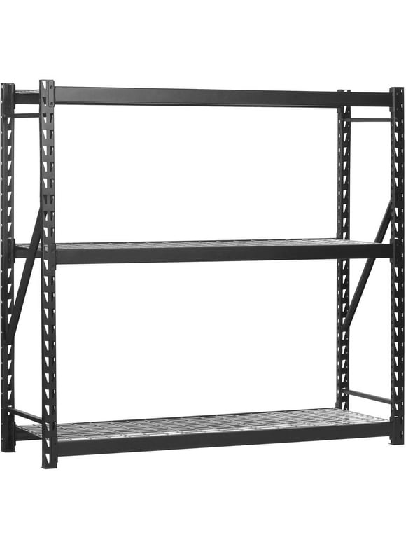 Muscle Rack 77"W x 24"D x 72"H 3-Tier Steel Welded Storage Rack, 4,500 lb. Total Capacity; Black