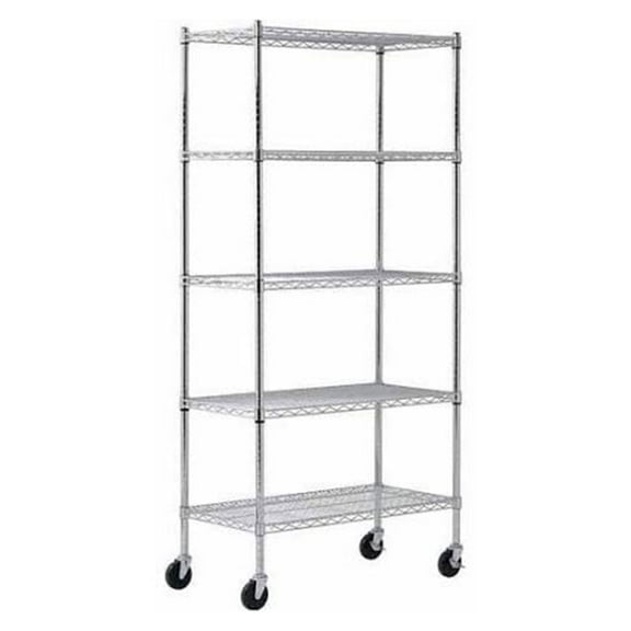 Muscle Rack Adjustable 5 Tier Freestanding Garage Storage Shelves, Chrome