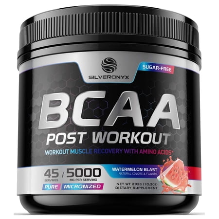 Post Workout Recovery Powder with BCAA - Extra Strength Muscle Recovery Drink Mix with L-Glutamine & Amino Acids - Sugar Free After Workout Hydration Powder Supplement - Watermelon Blast, 45 Servings
