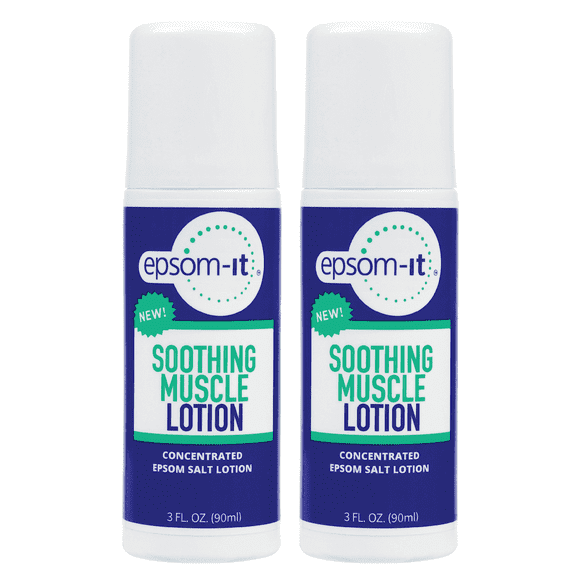 Soothing Muscle Lotion Rollerball 2 pack Epsom salt lotion fortified with Arnica. Two 3 Fl Oz Rollerball Soothes Muscle Discomfort.