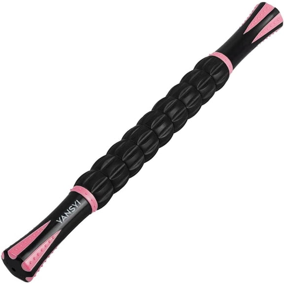 Muscle Roller - Professional Deep Tissue Massage Stick with 9 Rollers for Athletes, Portable Soreness Relief Back & Leg Pain, Post-Workout Recovery Tool (Pink)