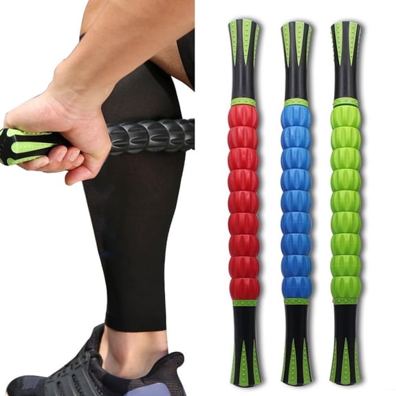 Muscle Roller Stick for Athletes Deep Tissue Massage Tool 9-Roller Design for Leg Back Neck Shoulder Pain Relief Soreness Recovery Fitness Equipment for Home Gym ect