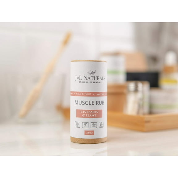 J&L Naturals Muscle Rub - Vegan, Sustainable, Natural, Cruelty Free - 1.5oz (Single)
