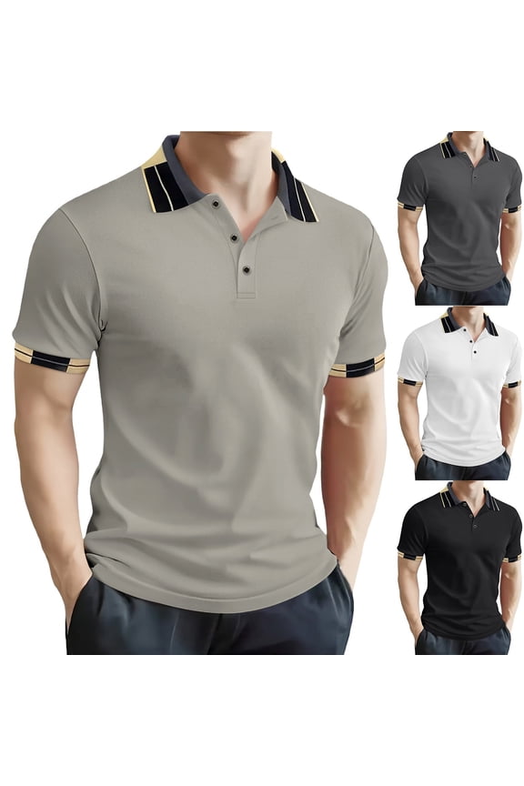 Muscle Shirt And Mens Shirts for Gym T Shirts for Man Summer Men's Workwear Business Short Sleeved Shirt Group Collar Advertisement Cultural Shirt Short Sleeved Collar Top/Shirt Dark Gray Xxl