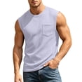 thumbnail image 1 of Muscle Shirt for Men Sleeveless Crew Neck Solid Color Sports Athletic Pullover Tee with Pocket Fathers Gift, 1 of 8