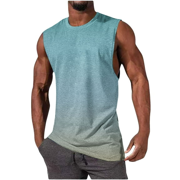 Muscle Shirts For Men Qiggri Men Casual Fashion Printing Pullover Round Neck Sports Tank Tank Tops Men