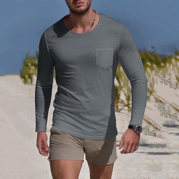 Muscle Shirts for Men Long Sleeve Crew Neck Slim Fit Undershirts Base Layer