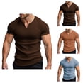 thumbnail image 1 of Muscle Shirts for Men Summer Casual Short Sleeve V Neck Slim Fit Stretchy Gym Workout Athletic Tee Shirt, 1 of 7