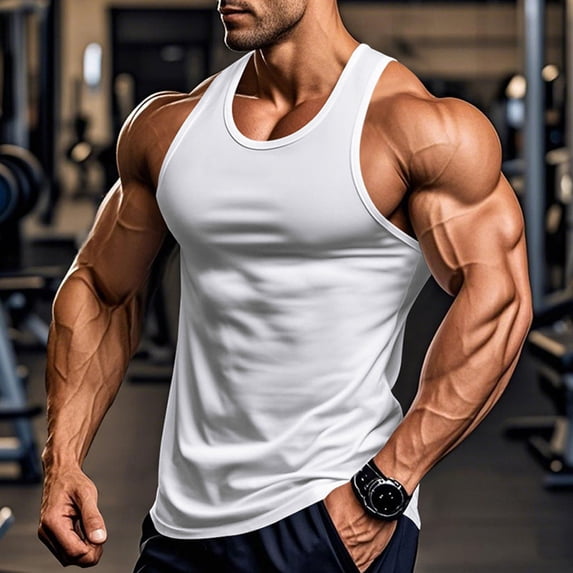 Muscle Shirts for Mens Sleeveless Crewneck Tank Tops Mens Casual Solid Color Pullover Slim Stretchy Basic Breathable Gym Athletic Undershirts Vests