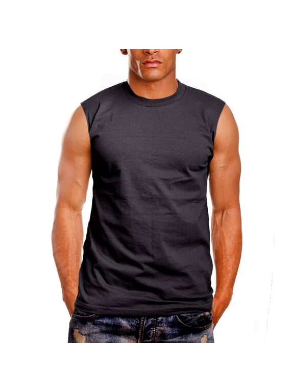 Muscle Sleeveless Workout Shirts Tank Tops for Men | Athletic Gym Bodybuilding Training Compression Tops - 100% Cotton (Small, Black)