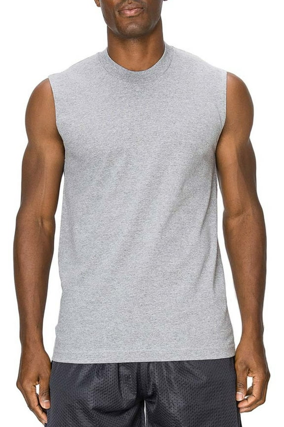 Muscle Sleeveless Workout Shirts Tank Tops for Men | Athletic Gym Bodybuilding Training Compression Tops - 100% Cotton (Small, Gray)