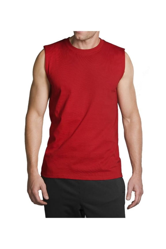 Muscle Sleeveless Workout Shirts Tank Tops for Men | Athletic Gym Bodybuilding Training Compression Tops - 100% Cotton(X-Large, Red)