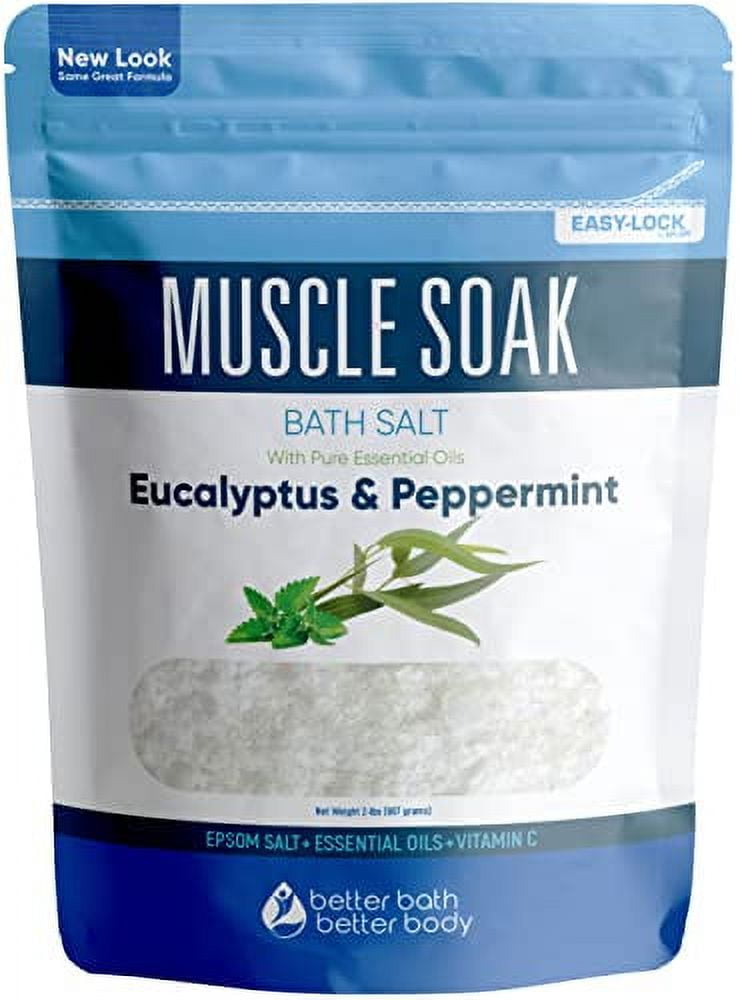 Muscle Soak Bath Salt 32 Ounces Epsom Salt with Natural Peppermint and ...