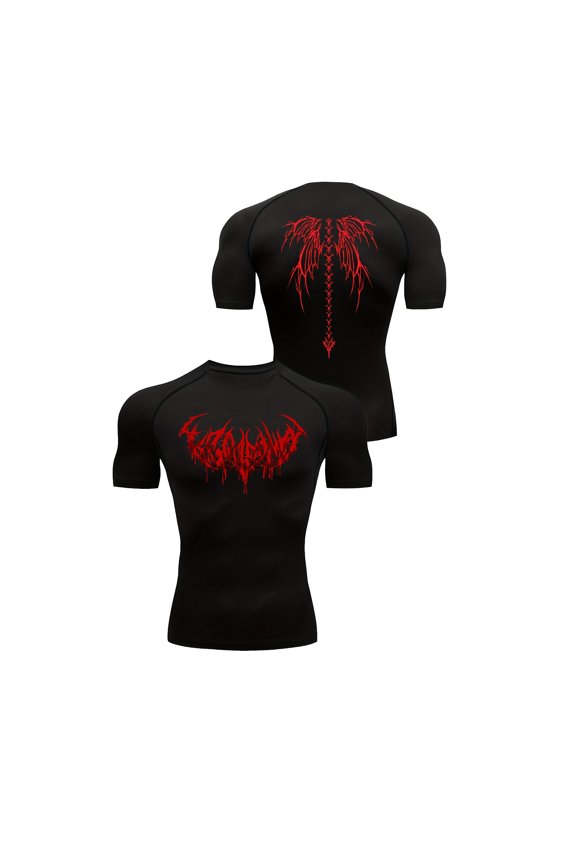 Muscle Support Gothic Men Compression Shirt Mens Short Sleeve Compression Shirts Gym Shirts Men Graphic Punk Emo Gym Training Tee