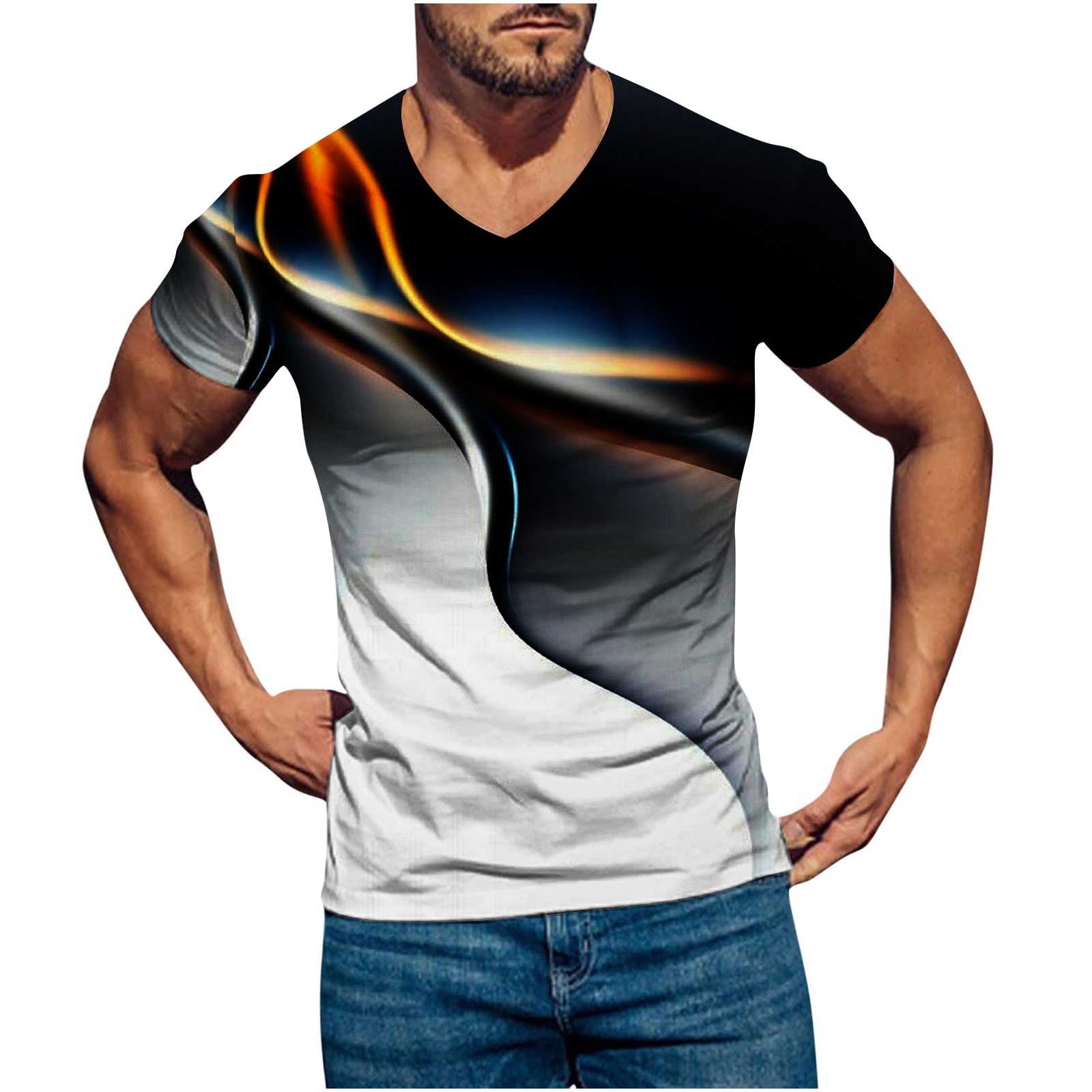 Muscle T Shirt for Men Cool Graphic Pullover Shirt Basic Tops Big and Tall  Slim Fit Undershirt Gym Workout Tee Shirt 