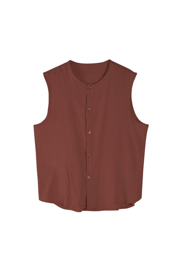 Muscle Tank Tops For Men Qiggri Men Casual Exercise Round Neck Sleeveless Button-up Cardigan Tank Top Men Tank Tops Undershirt