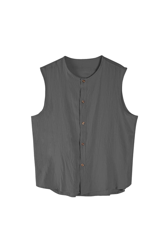Muscle Tank Tops For Men Qiggri Men Casual Exercise Round Neck Sleeveless Button-up Cardigan Tank Top Men Tank Tops Undershirt