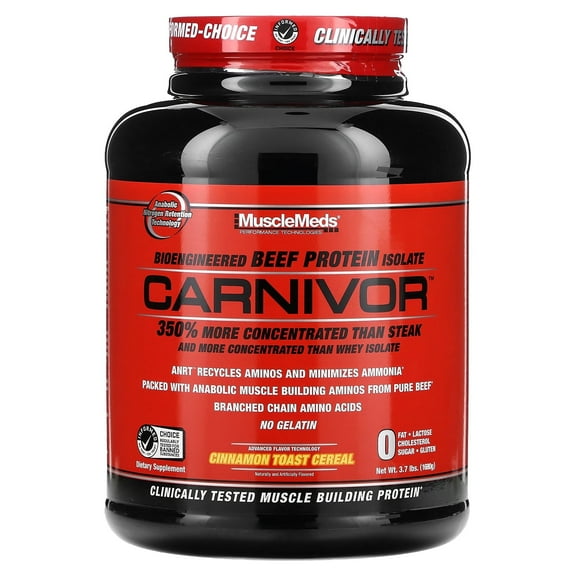MuscleMeds Carnivor, Bioengineered Beef Protein Isolate, Cinnamon Toast Cereal, 3.7 lbs (1,680 g)