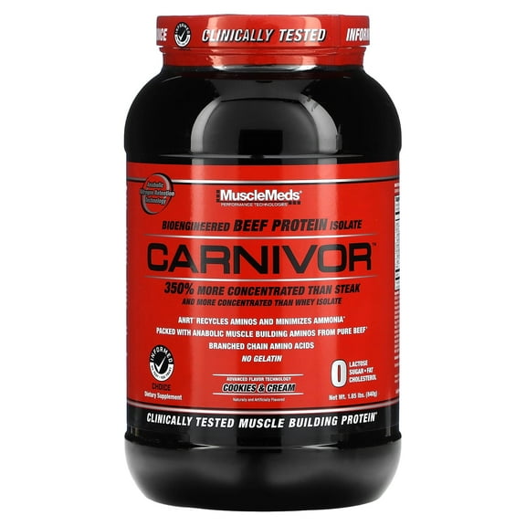 MuscleMeds Carnivor, Bioengineered Beef Protein Isolate, Cookies & Cream, 1.85 lbs. (840 g)