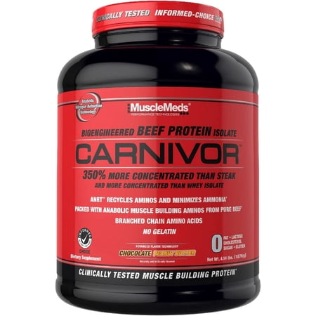 MuscleMeds?Carnivor?Beef Protein Isolate Powder?–?23?g Beef Protein, 0 Sugar & 0 Lactose?– Chocolate Peanut Butter Flavor, 4.14?lb (56 Servings)