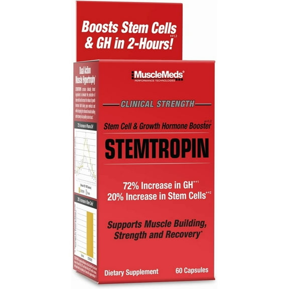 MuscleMeds STEMTROPIN Stem Cell & Growth Factor Booster, Natural Supplement for Performance Enhancement & Anti-Aging, Muscle Building and Recovery, 60 Veggie Capsules
