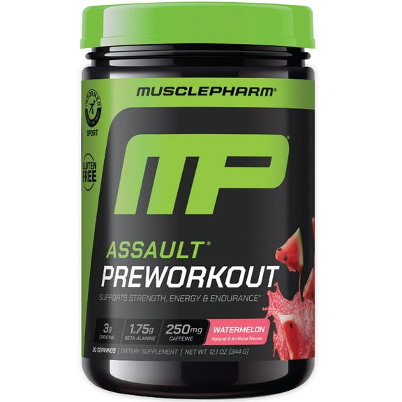MusclePharm Assault Pre Workout Powder, Watermelon, 30 Servings