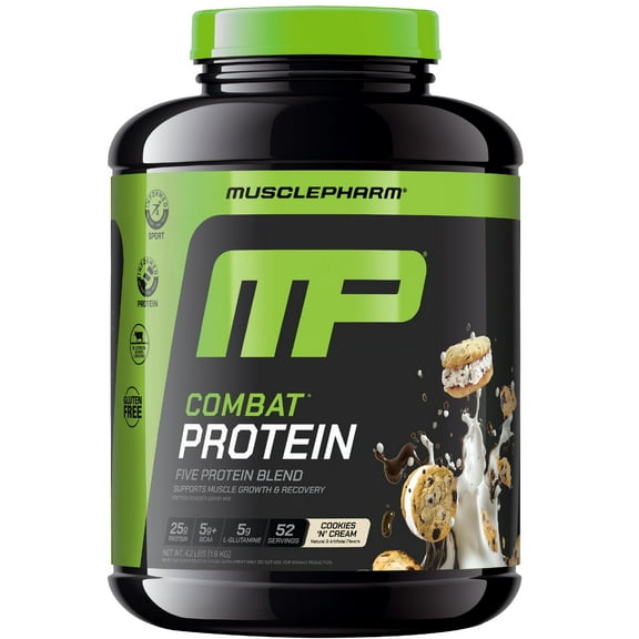 MusclePharm Combat Protein Powder, Cookies & Cream, 25g Protein, 4 Lb
