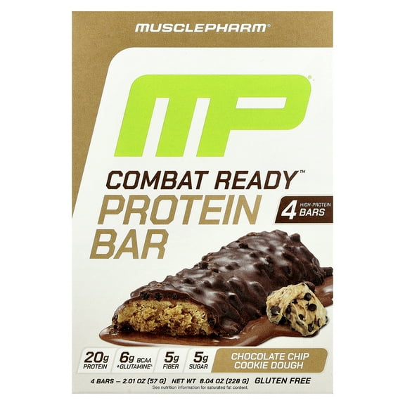 MusclePharm Combat Ready™ Protein Bar, Chocolate Chip Cookie Dough, 4 Bars, 2.01 oz (57 g) Each