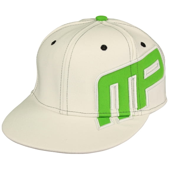 MusclePharm Mens MP Flatbrim Performance Hat - White/Green - Large/XL