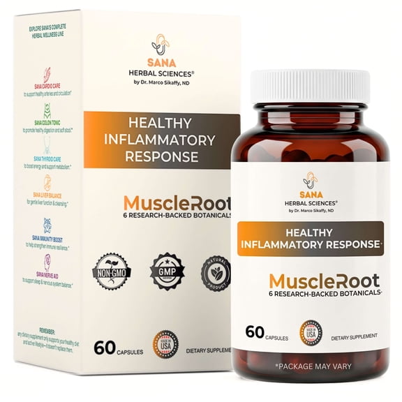 Muscle & Joint Support Supplement Botanical Formula for Healthy Inflammatory Response, Comfort & Recovery | with Organic Turmeric | 60 Capsules