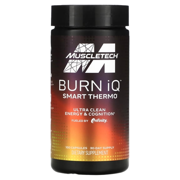MuscleTech Burn iQ Smart Thermo Supplement Fueled with Paraxanthine Enhanced Energy & Cognition for Men and Women 100 Count