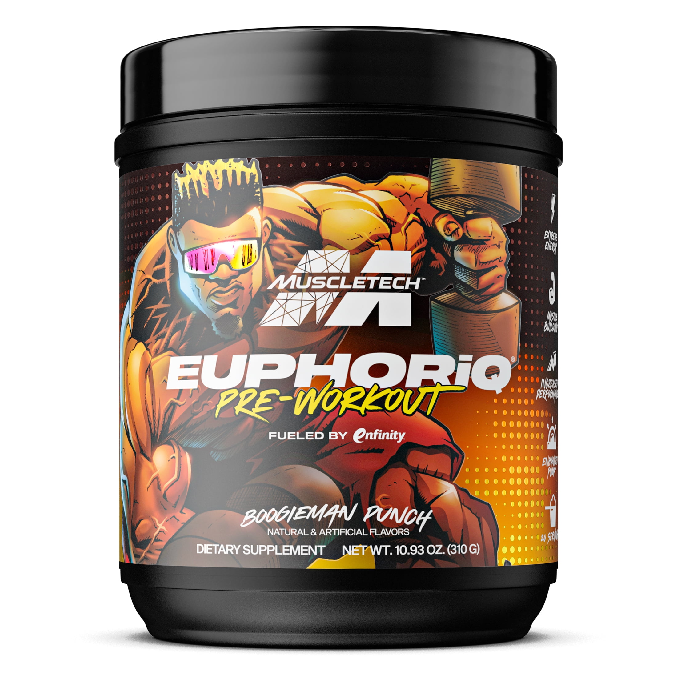 MuscleTech EuphoriQ Preworkout Powder and Energy Support, Boogieman Punch