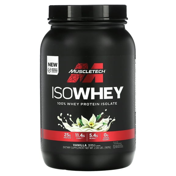 MuscleTech IsoWhey, 100% Whey Protein Isolate, Vanilla, 2 lbs (907 g)
