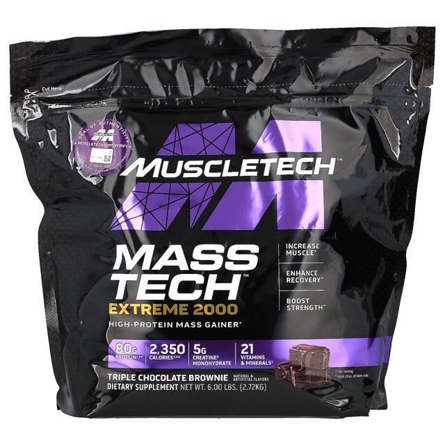 MuscleTech Mass Gainer MassTech Extreme 2000, Muscle Builder Whey Protein Powder, Protein