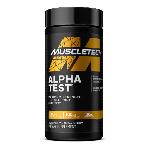MuscleTech Men's AlphaTest Maximum Strength Testosterone Booster for Muscle Growth, Unflavored, 120 Count - image 1 of 8