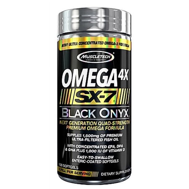 MuscleTech Omega 4X SX7 Black Onyx 100 Softgels FISH OIL High Dose