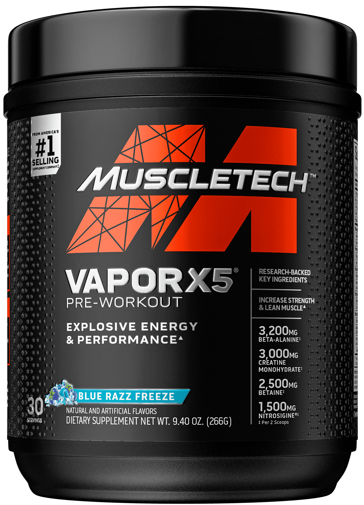 MuscleTech Vapor X5 Next Gen Pre Workout Powder, Blue Raspberry, 30
