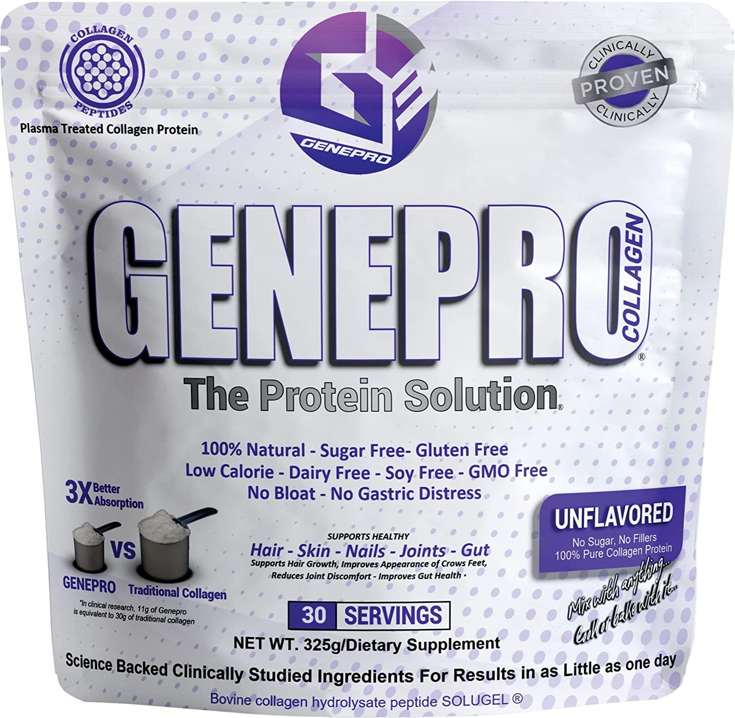 Musclegen Research Genepro Unflavored Protein Powder with Collagen Peptides LactoseFree