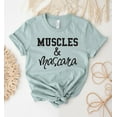 thumbnail image 1 of Muscles And Mascara T-shirt Workout Shirt Tee Gym Top Lover Gift Fitness Shirts Installing Motivational Women's Girl's Solid Box Makeup, 1 of 3