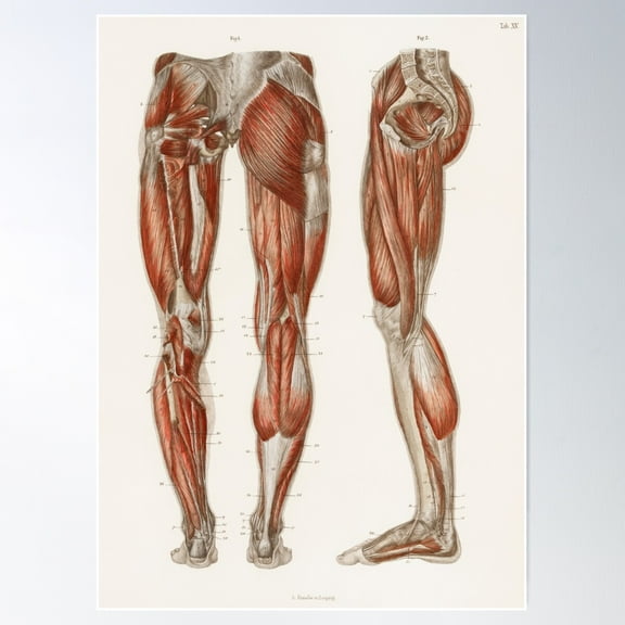Muscles Of The Legs Educational Chart Vintage Anatomy Poster Wall Art, Modern Wall Decor For Living Room Bedroom, 24x36 UNFRAMED