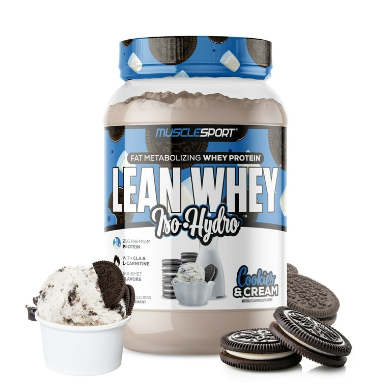 Musclesport Lean Whey Keto Supplement, Cookies & Cream - 2lb, 25g