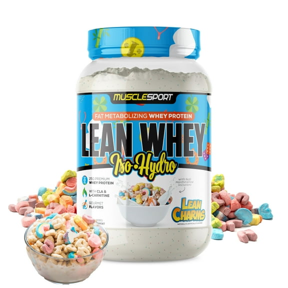 Musclesport Lean Whey Iso Hydro Protein Powder, Lean Charms - Gluten Free - 2lb, 25g of Protein  - Low Fat - Low Carb - Fitness & Nutrition