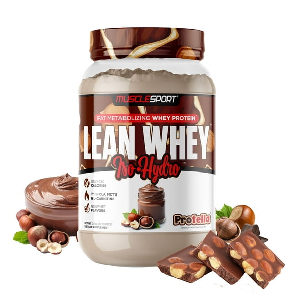 Musclesport Lean Whey Iso Hydro Protein Powder, Protella - Gluten Free - 2lb, 25g of Protein  - Low Fat - Low Carb - Fitness & Nutrition