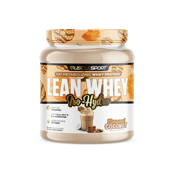 Musclesport Lean Whey Revolution™ Protein Powder - Whey Isolate - Low Calorie, Low Carb, Low Fat - 25g Protein (1LB, Coconut Caramel)