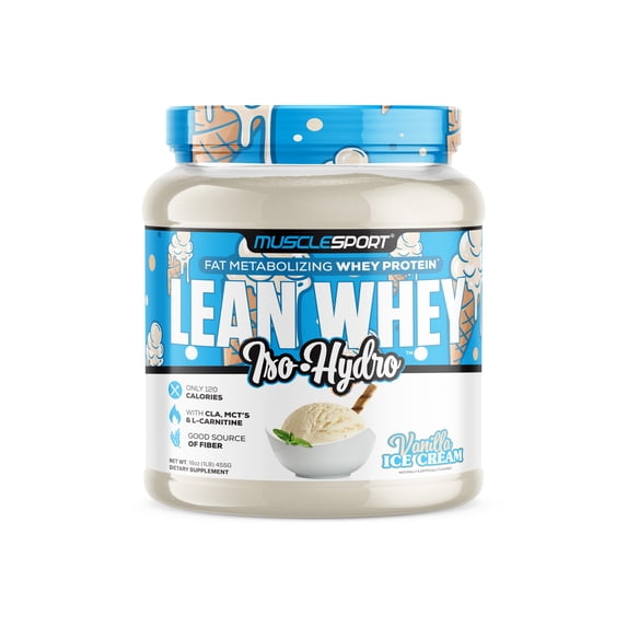 Musclesport Lean Whey Revolution™ Protein Powder - Whey Isolate - Low Calorie, Low Carb, Low Fat - 25g Protein (1LB, Vanilla)