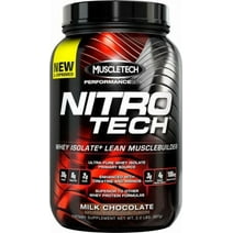 Muscletech Nitro Tech Whey Isolate Protein Powder, Milk Chocolate, 30g Protein, 2 Lb