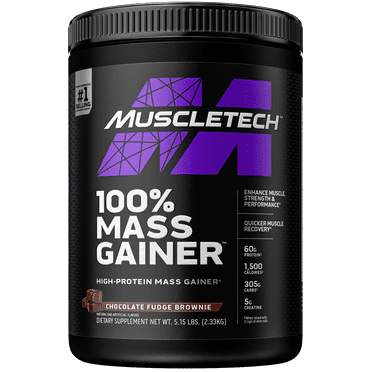 Muscletech Pro Series Mass Gainer, Chocolate Fudge Brownie, 60g Protein, 5.15lb, 82.4oz